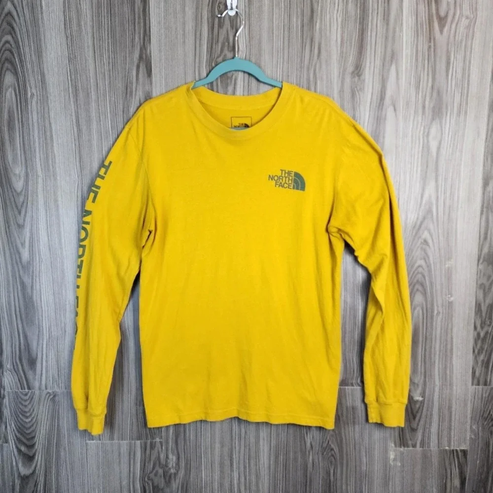 The North Face Men's Graphic Logo Long Sleeve Tee - Vibrant Yellow Size MEDIUM